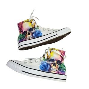 Converse Chuck Taylor All Star Skull Floral Watercolor High Top Mens 5 Womens 7